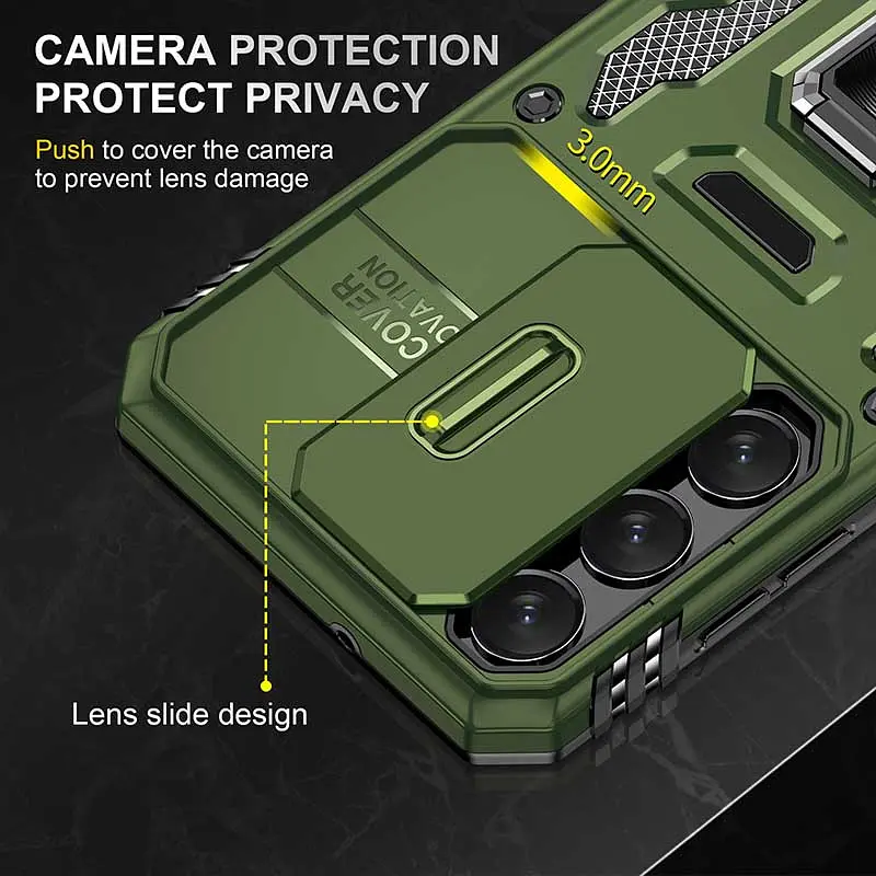 Ударопрочный чехол Camshield Army Ring для Samsung Galaxy S21+ Оливковый / Army Green - фото 2
