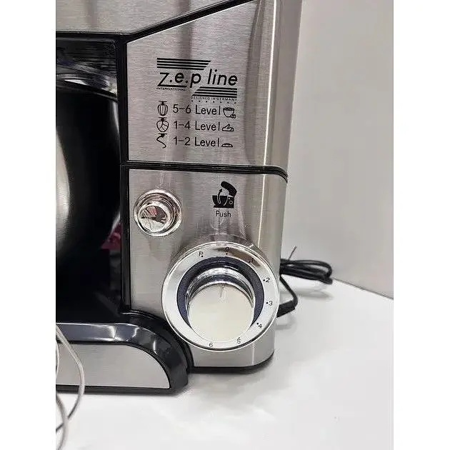 Стационарный миксер тестомес Zepline ZP-105 с металлической чашей планетарное вращение 6л 3500Вт Серебряный - фото 3