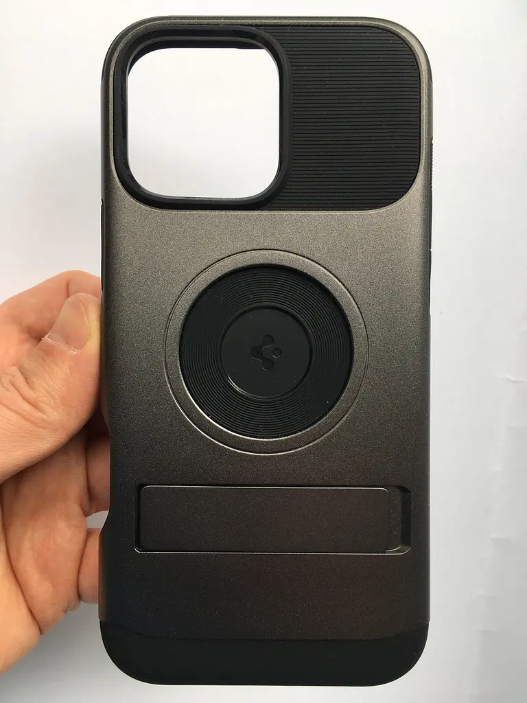 Оригінальний протиударний чохол для iPhone 16 Pro Max Spigen Slim Armor MagSafe Gunmetal ACS08033 з підставкою (MagFit) - фото 3