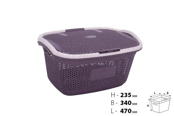 Корзина для белья Violet House 1002 Виолетта Plum, с крышкой, 28 л, фиолетовая (1002 Виолетта PL с/к 28 л) - фото 3