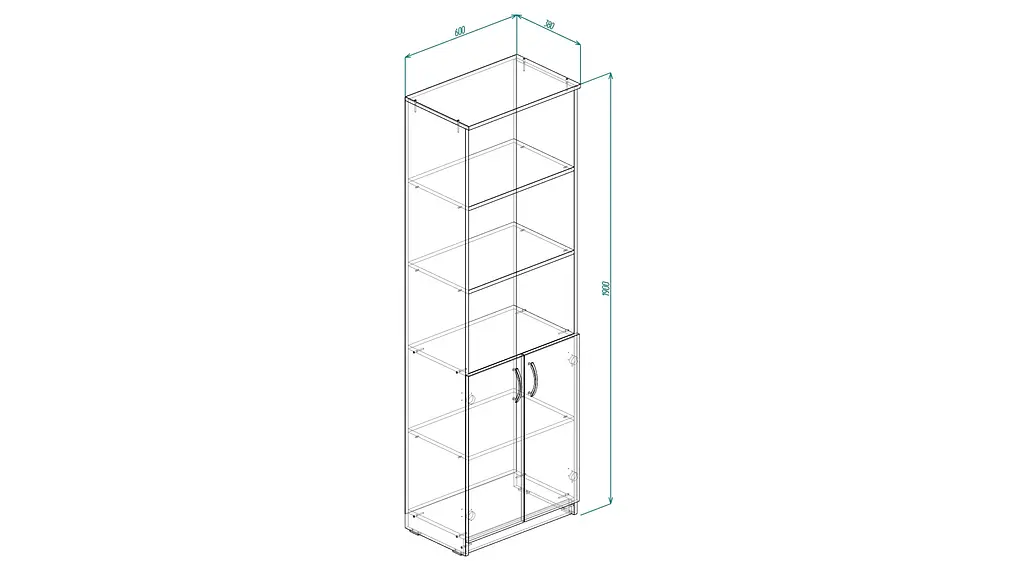Шафа Анжело Ferrum-decor на 5 полиць з 2 дверима 1900x600x380 ДСП Бетон 16 мм (FRD-105000) - фото 4