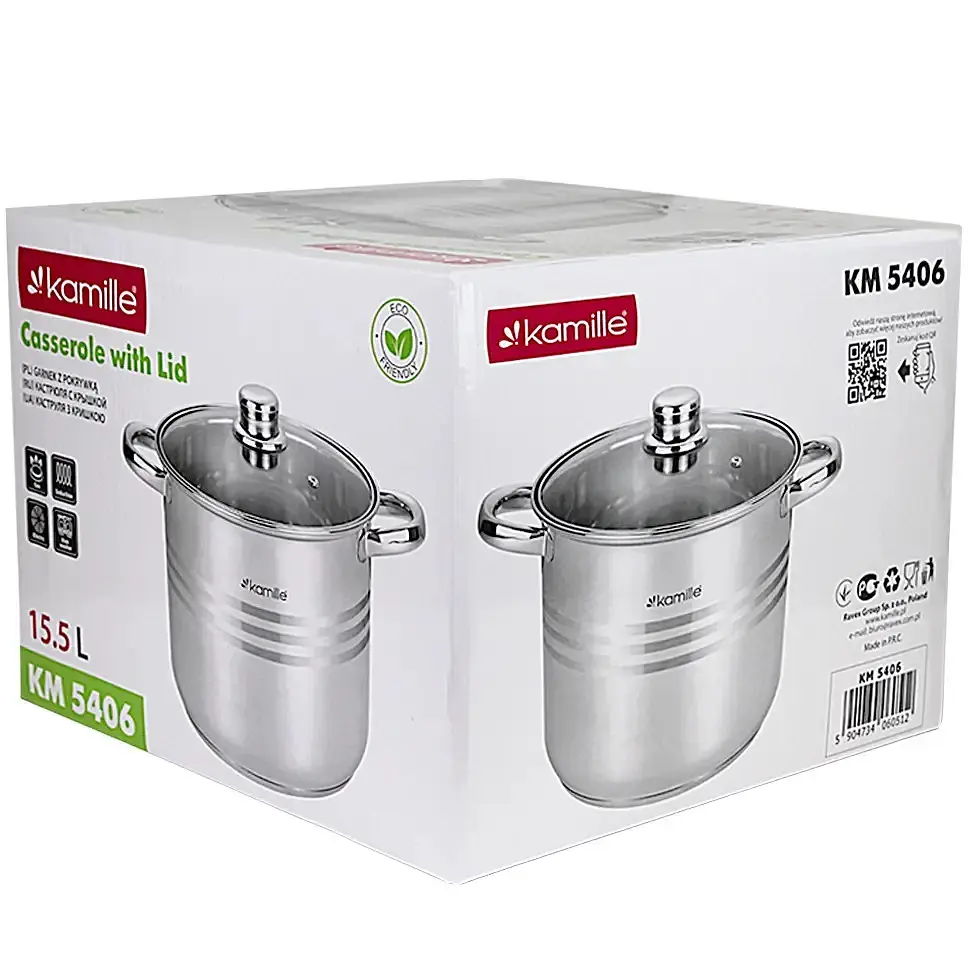 Каструля з кришкою Kamille KM-5406 15.5 л 30 см срібляста - фото 7