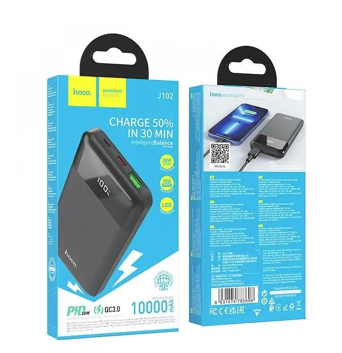 Портативний акумулятор Hoco J102 Cool figure (10000mAh) зі швидким заряджанням чорний - фото 5