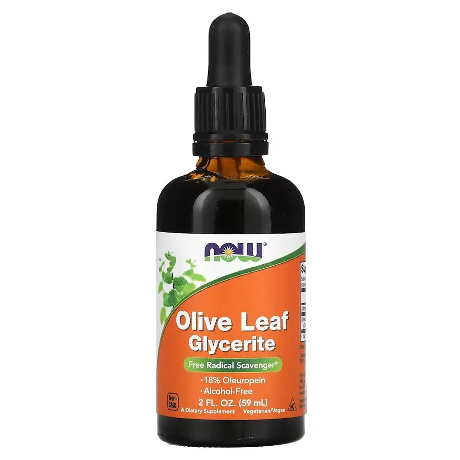 Натуральна добавка NOW Olive Leaf Glycerite, 59 мл