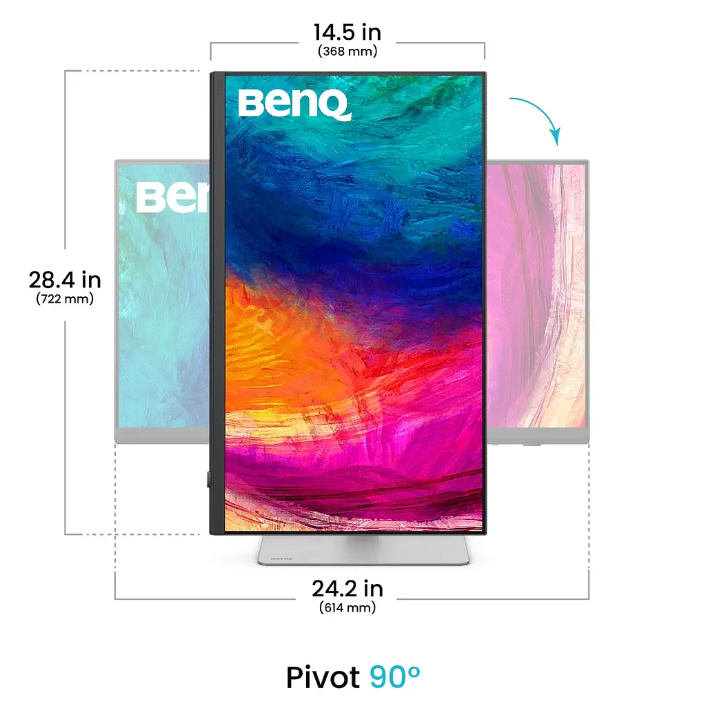 Монітор BenQ TFT 27` PD2730S, IPS, 5K, HDMI, DP, USB-C, USB-hub, HAS, Pivot, кол., білий - фото 5