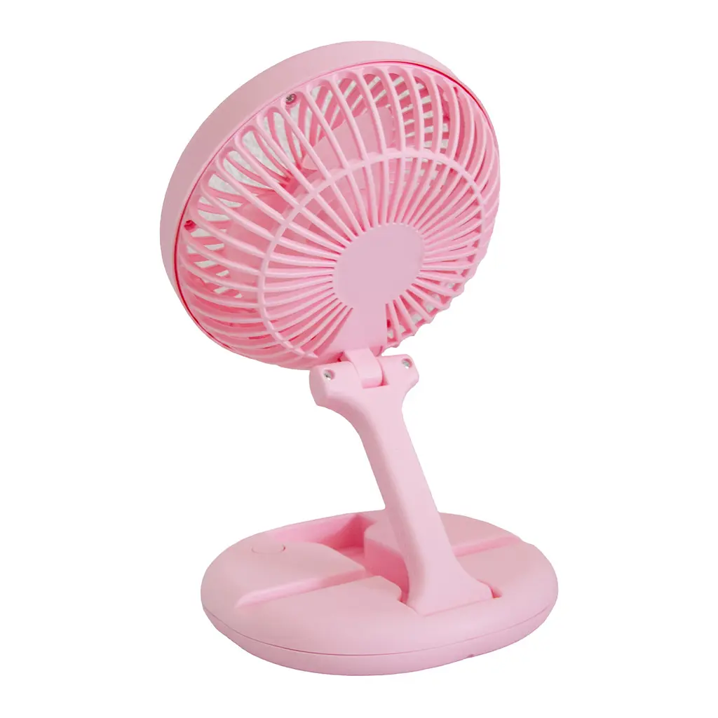 Мини вентилятор на аккумуляторе Mini Fan розовый, складной с USB, настольный - фото 2