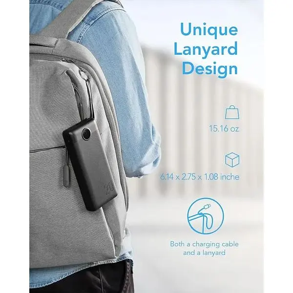 Портативное зарядное устройство Vrurc 20000 mAh быстрая зарядка со встроенными кабелями - фото 8