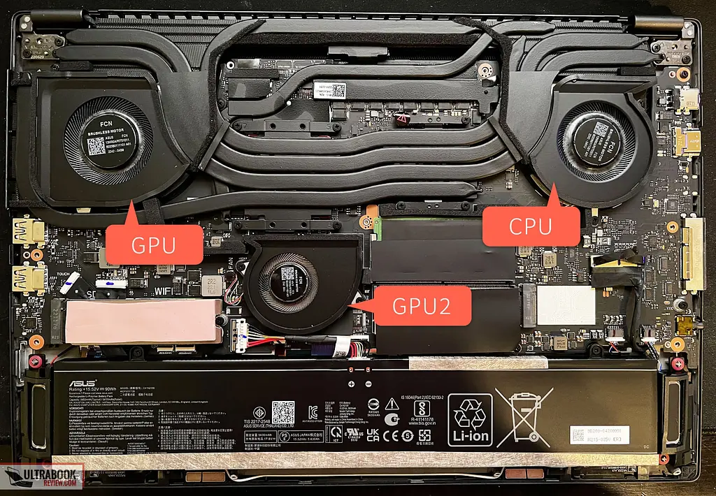 Вентилятор кулер 12V для моделей ноутбука Asus ROG Flow X16 GV601RM, GV601RW, GV601VV (GPU Fan) 13NR0AP0T01011 Оригінал, 12V, 4pin - фото 3