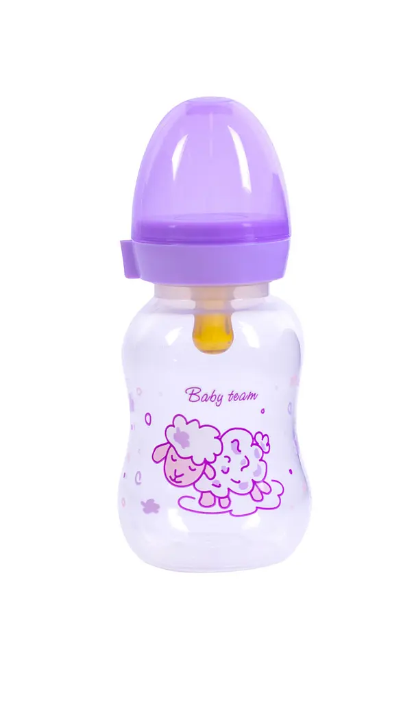 Пляшечка для годування з латексною соскою 0+ Baby team 125 мл Фіолетовий