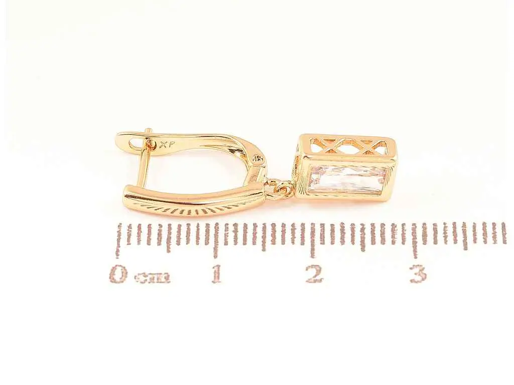 Сережки Xuping англійська застібка позолота 18K "Кришталеві підвіски" на один бік 287340 - фото 2