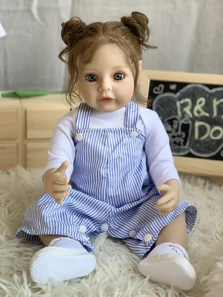Колекційна силіконова лялька реборн reborn анатомічна дівчинка з довгим волоссям аманда Reborn Dolls det0018893 - фото 4