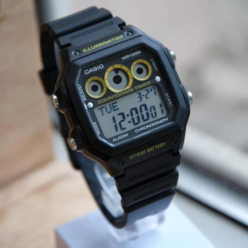 Электронные мужские часы наручные стильные черные Оригинал Япония Casio Collection AE-1300WH-1AVEF - фото 6