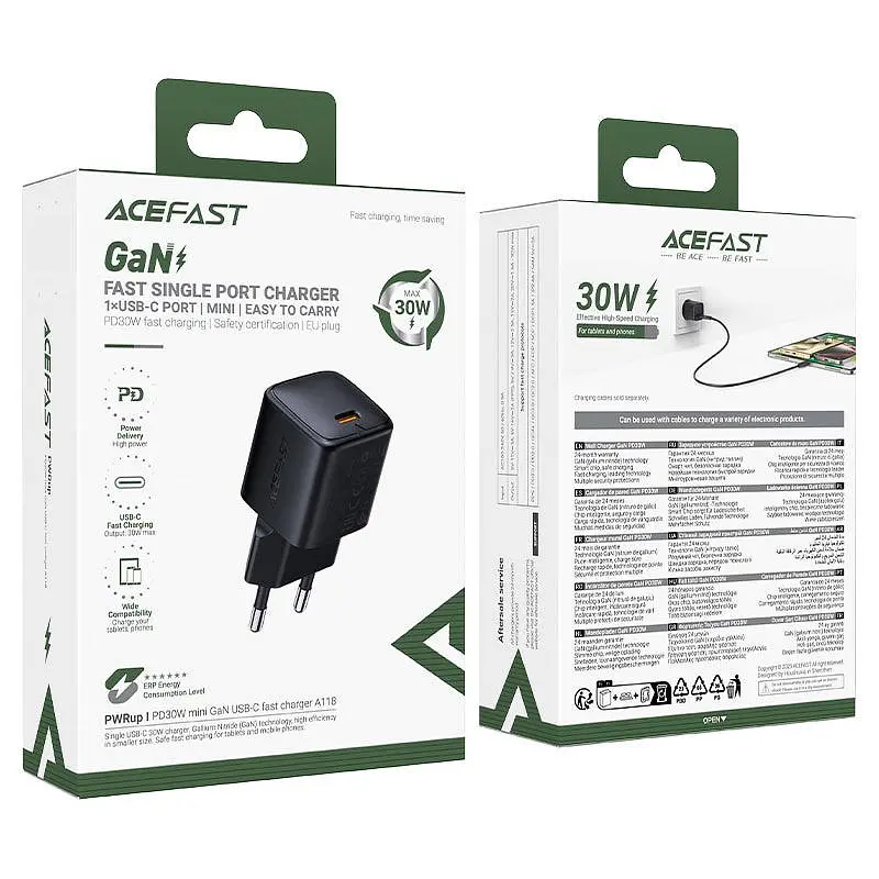 МЗП Acefast A118 PD30W GaN (1USB-C) Black - фото 2