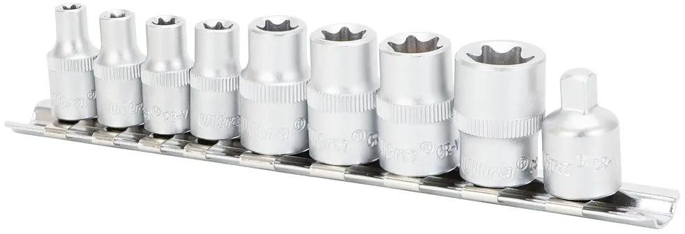 Набір головок TORX E 1/4 на планці 9 предметів AmPro T33204
