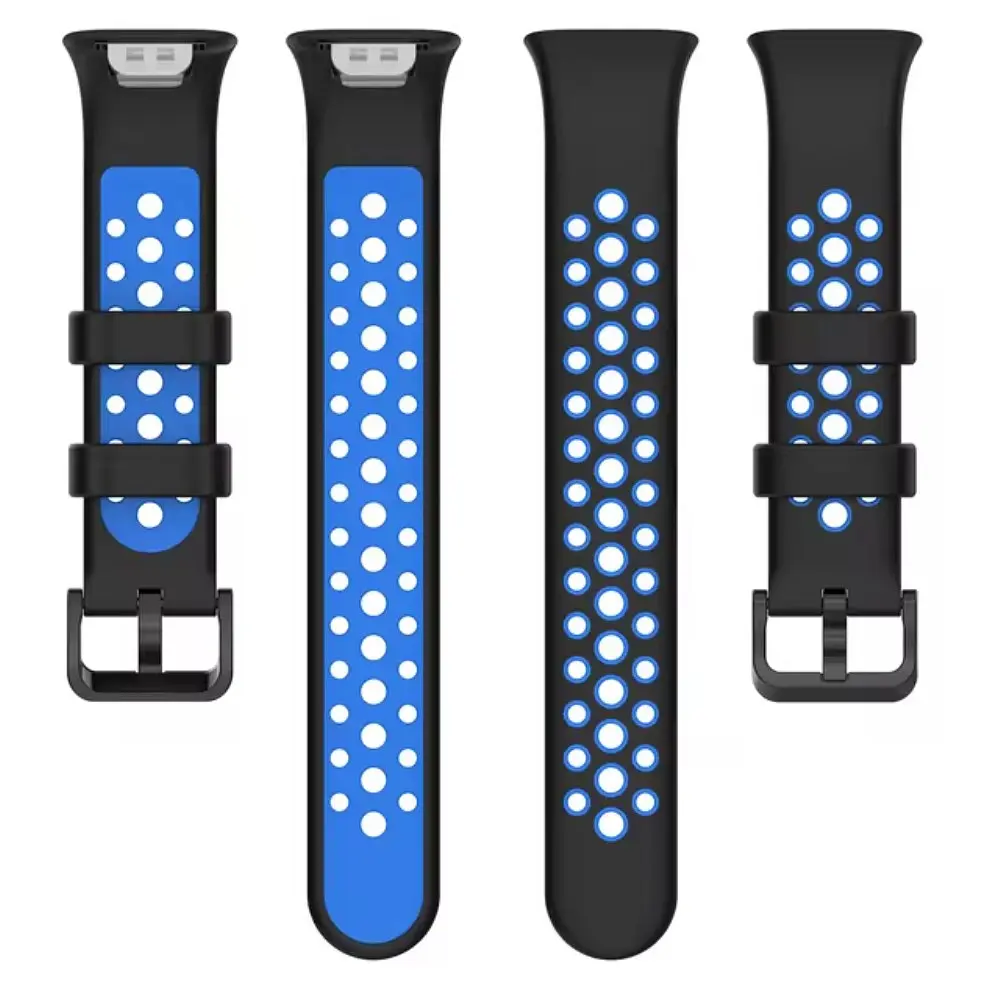 Силиконовый ремешок Primo Perfor Classic для фитнеса браслета Xiaomi Smart Band 7 Pro Black-Blue - фото 3