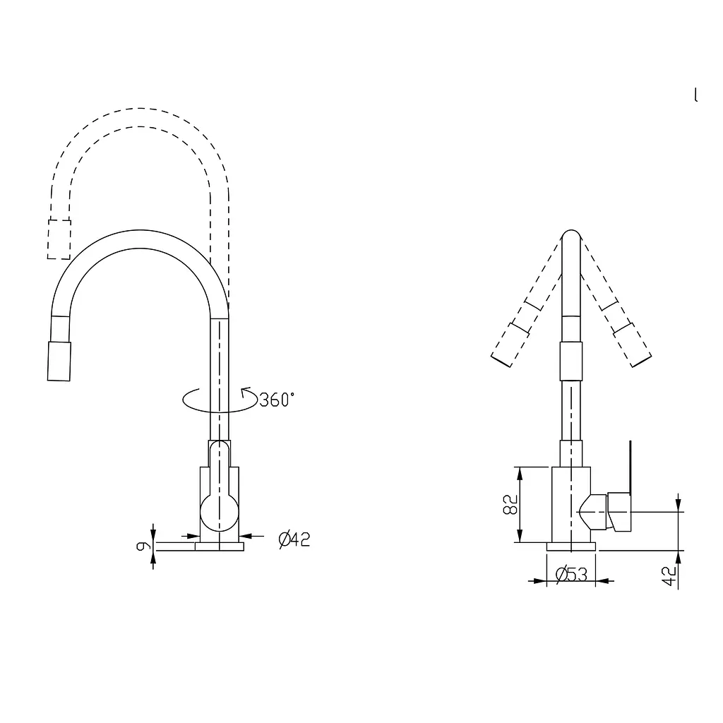 Змішувач для кухні Brinex Pure 015F3 з гнучким виливом Nickel/Grey BRIPUR015F3NKG - фото 2