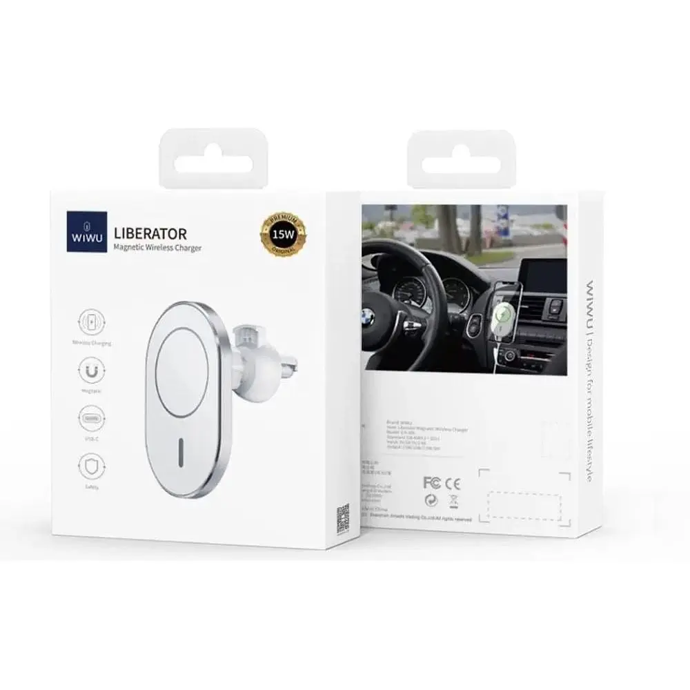 Автодержатель с беспроводной зарядкой WiWU CH306 MagSafe 15 W White - фото 4