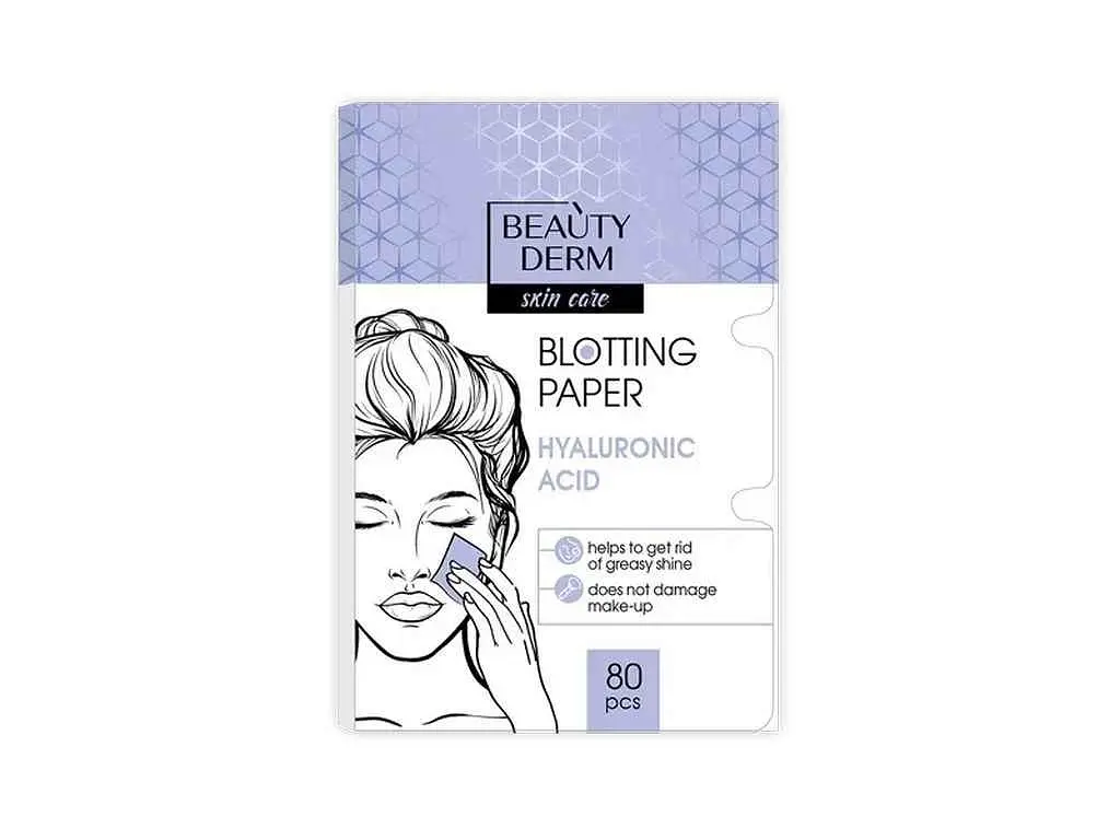 Серветки матуючі для обличчя BEAUTYDERM 80шт з гіалуроновою кислотою