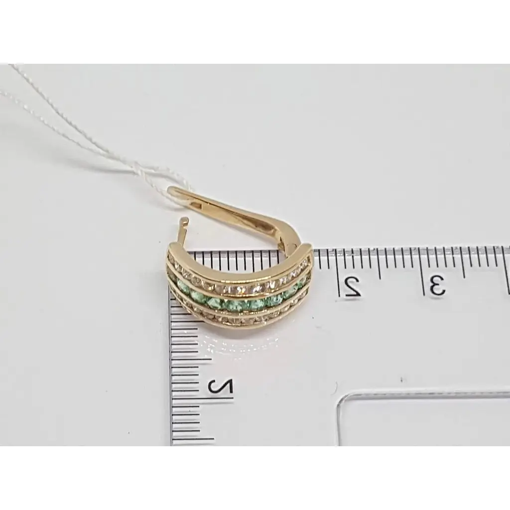 Золоті сережки Центрумикс трейд з діамантами і смарагдом. ЕЕ6119К - фото 4