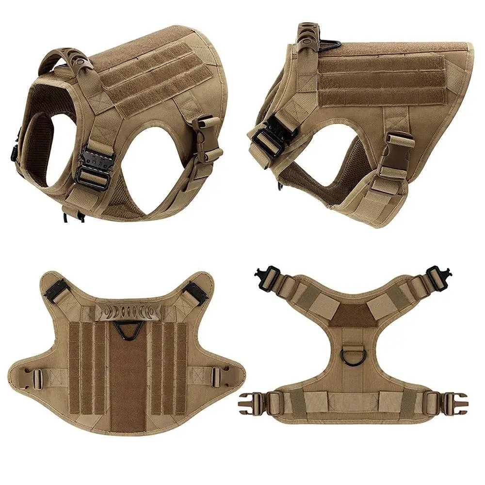Шлейка для собак Tactical K9, металева пряжка фастекс і система MOLLE Коричневий, М - фото 2