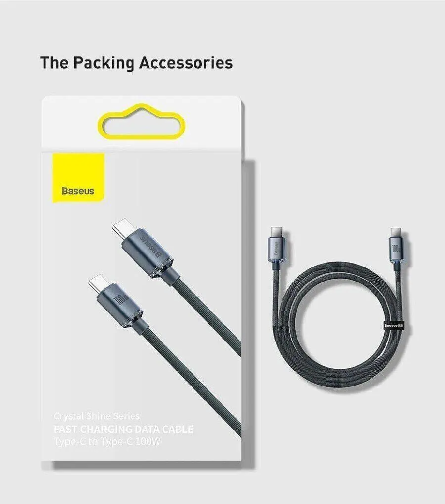 Кабель Baseus Crystal Shine Series Fast Charging Data Cable Type-C to Type-C 100W 2m CAJY000701 Black - фото 4