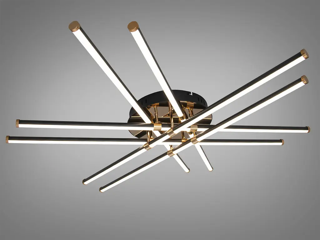 Стильна стельова LED-люстра для залу Diasha SX8258/6BK, чорно-золота, 107 см, 140 W - фото 2