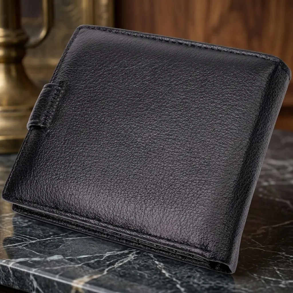 Чоловічий трендовий гаманець із натуральної шкіри ST Leather 22553 чорний - фото 3