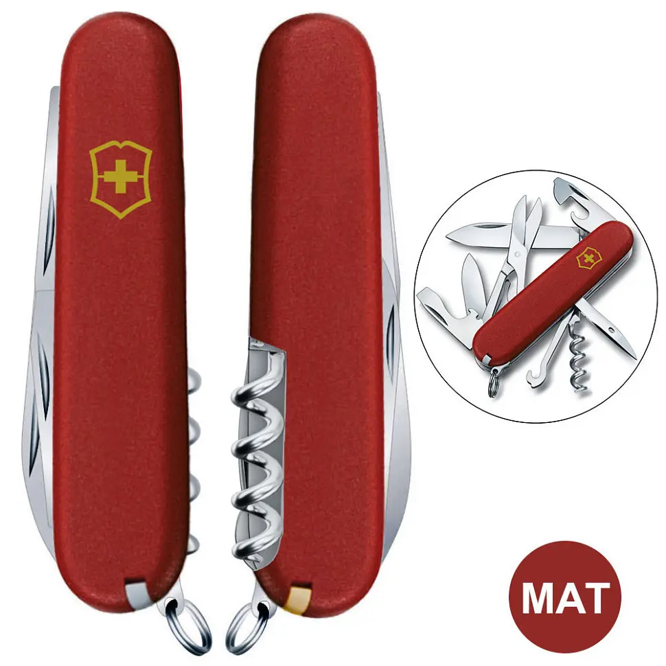 Ніж Victorinox Climber Mat 91мм 14функ черв мат жовт.лого