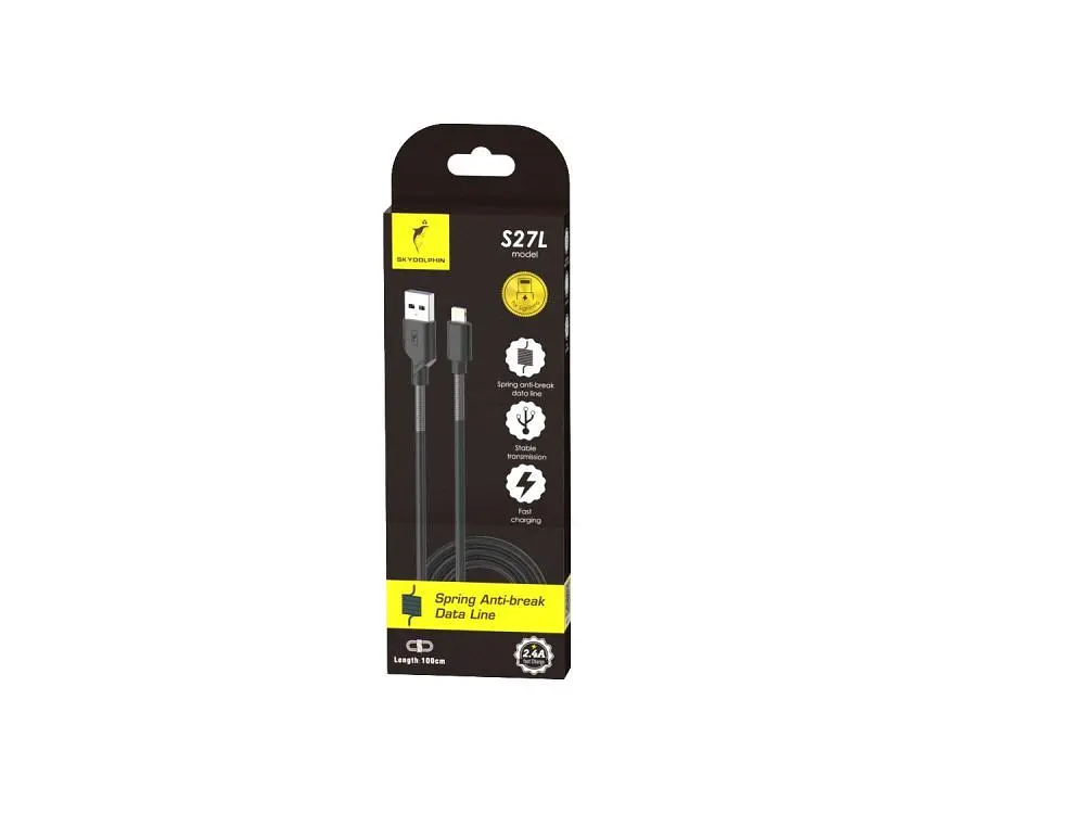 Кабель SkyDolphin S27L Spring Anti-Brake USB - Lightning (M/M), 1 м, Black (SDUSB-000609) - фото 3