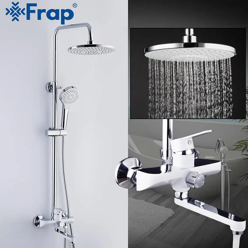 Душова система Frap F2441 з поворотним виливом, білий/хром - фото 3