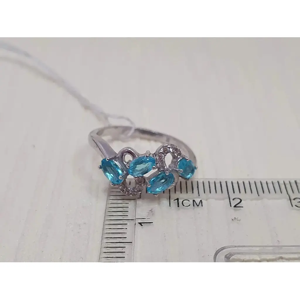 Срібне кільце Агні Абриель з кварцом блакитним і фіанітами. 1026/1Р-QSWB 17,5 - фото 6