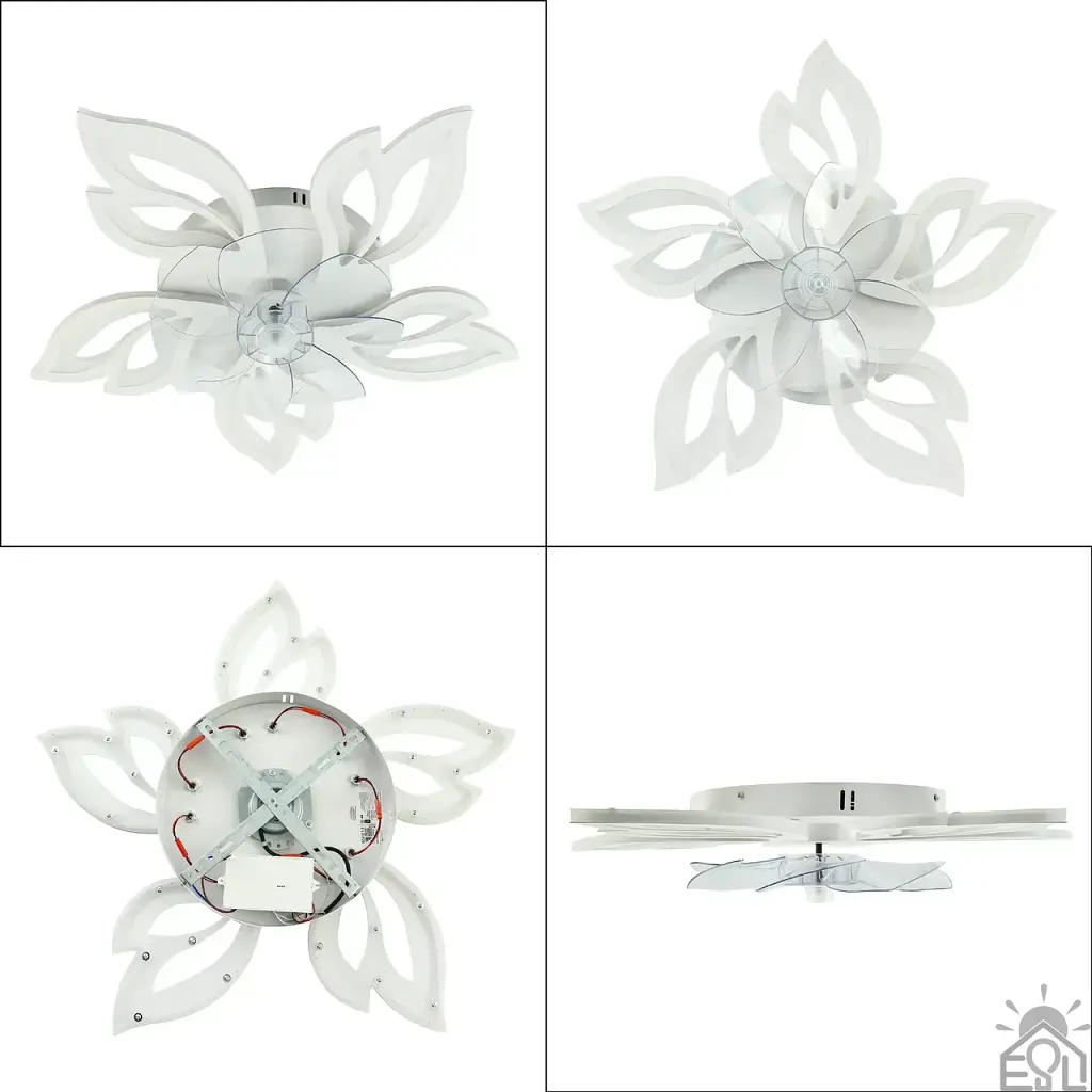 Керована світлодіодна люстра з вентилятором FAN ASTRA 85W+18W 5F-APP-680×120-WHITE/CLEAR-220-IP20 ESLLSE - фото 8