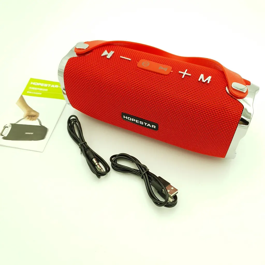 Бездротова акумуляторна колонка Bluetooth акустика FM MP3 AUX USB Hopestar H24 червоний - фото 5