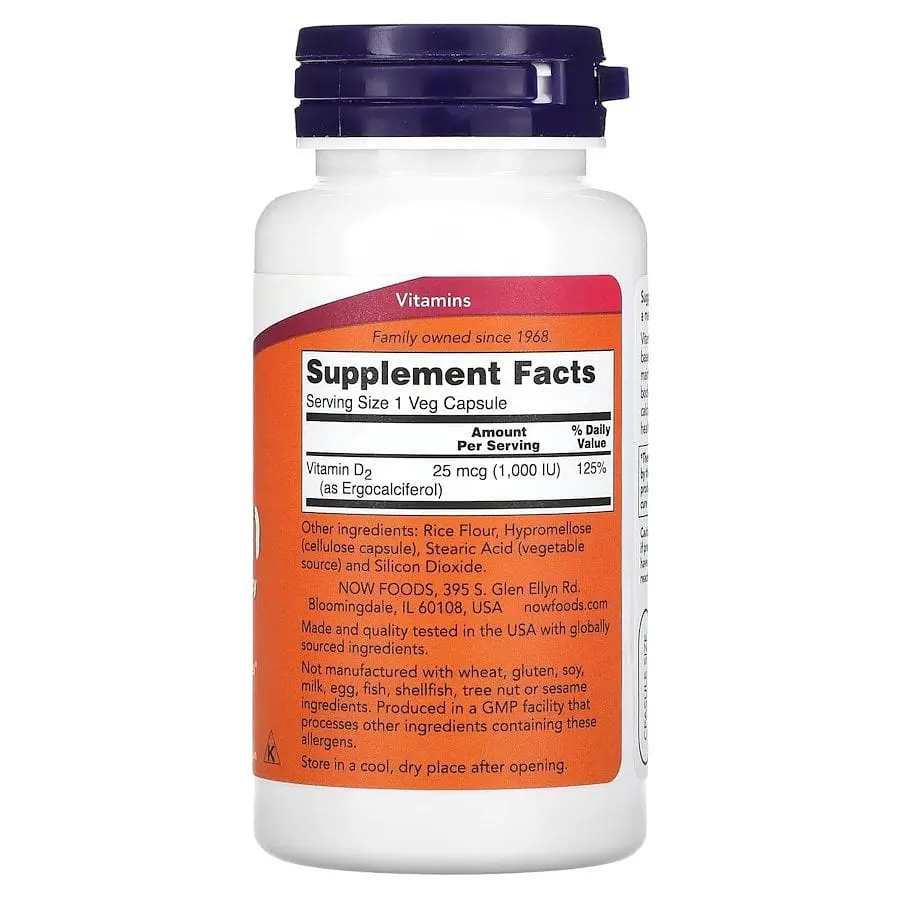 Витамины и минералы NOW Vitamin D 1000 IU Dry, 120 вегакапсул - фото 2