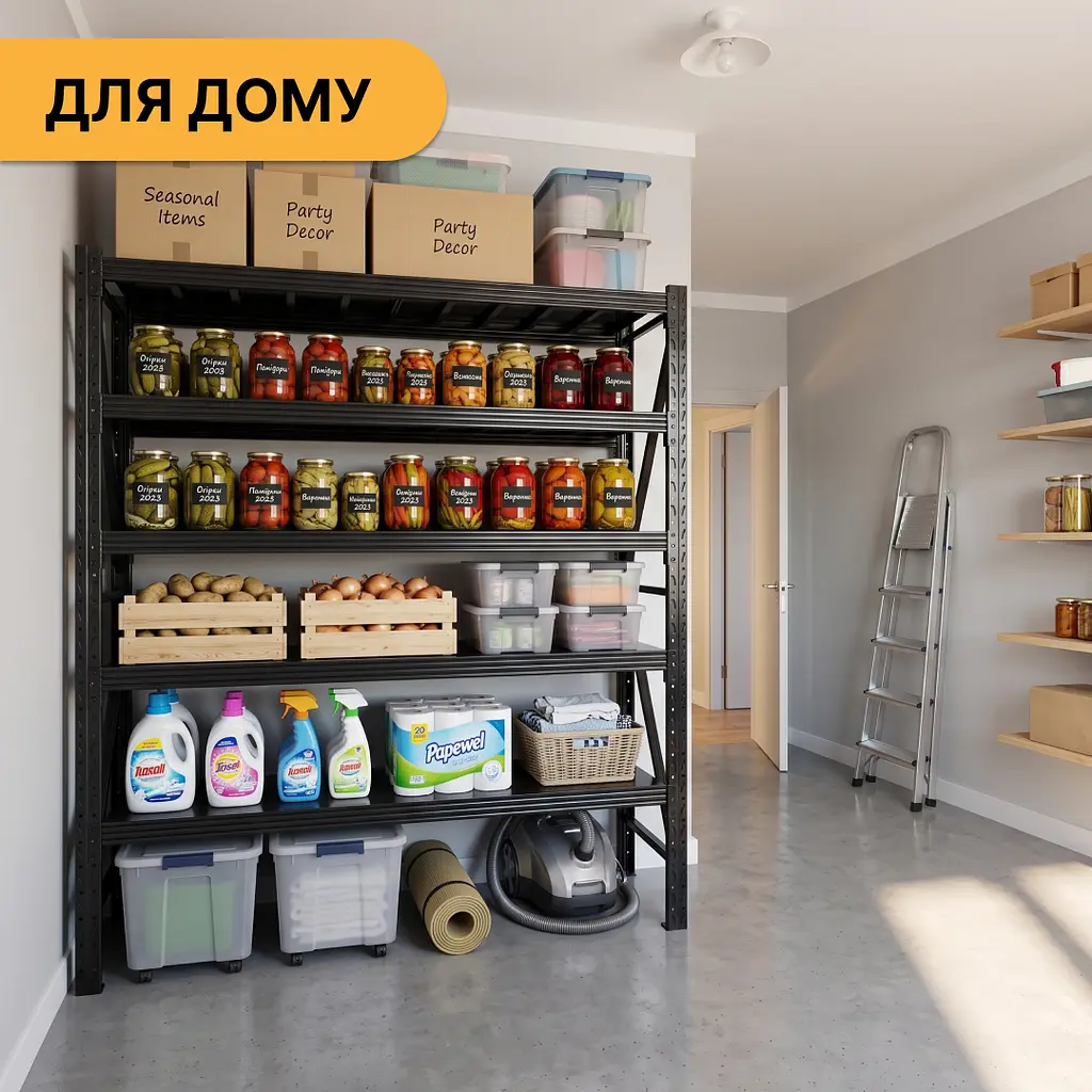 Металевий стелаж LEOBRO Premium Pro 200 х 200 х 50 см, 300кг/полиця, 5 полиць (LB-R131) - фото 7