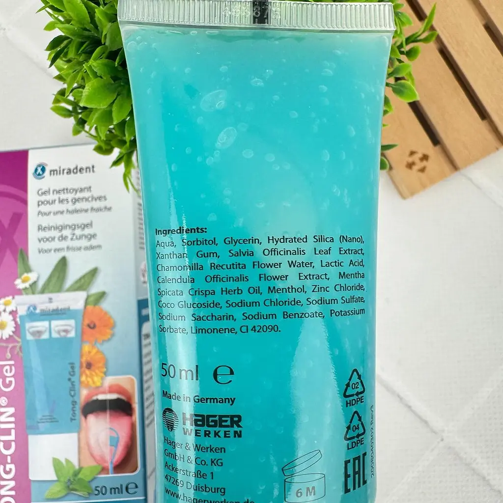 Гель для очищення язика Miradent Tong-Clin Gel з рослинними екстрактами для свіжого дихання 50 мл - фото 4