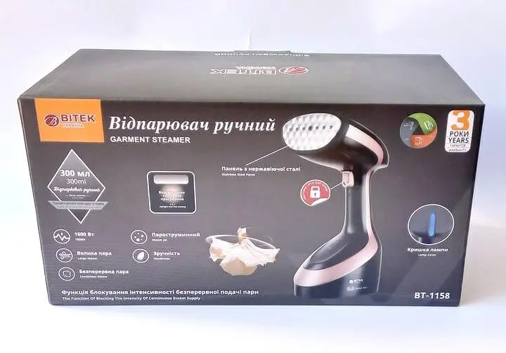 Вертикальный отпариватель Bitek BT-1158 ручной паровой утюг для глажения одежды 1600 Вт Черный - фото 4
