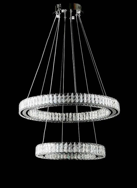 Підвісна світлодіодна люстра Splendid Ray L8045/400+600/2 LED (CH+clear), 2 кільця, хром, 40-60 см - фото 2