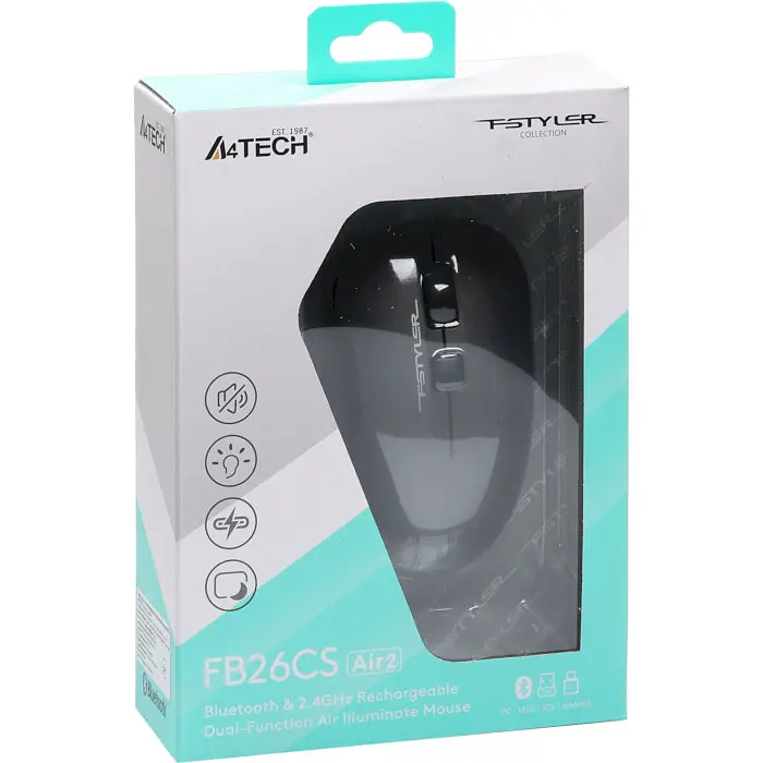 Миша A4Tech Fstyler FB26CS Air2 (Smoky Grey) - фото 10
