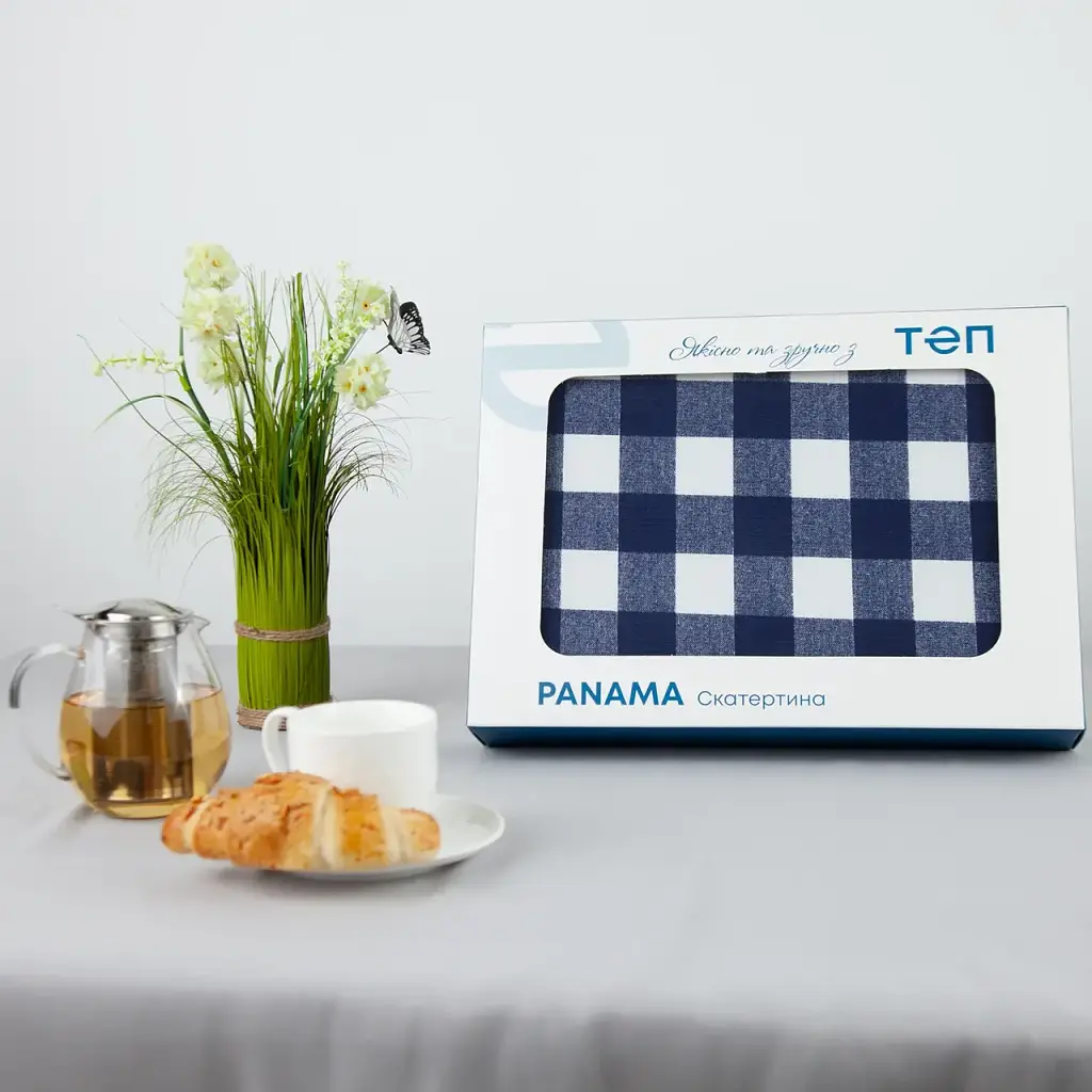 Скатертина Panama водовідштовхувальна Dark Blue Check, 180x220 - фото 2