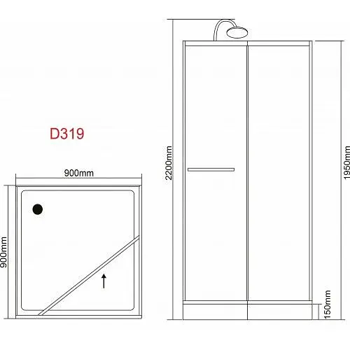 Душовий бокс Grace 90x90x195 см квадратний скло біла смуга профіль білий SLD-319W, Білий, интимато, білий - фото 5