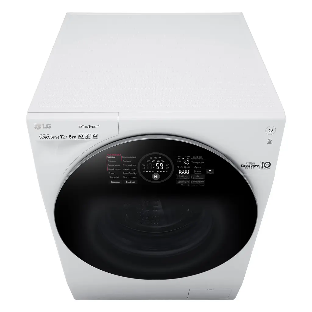 Стирально-сушильная машина LG FH6G1BCH2N, 12кг (8кг), 1600, A, Пар, глубина 64см, Дисплей, Инвертор, Белый (FH6G1BCH2N) - фото 6