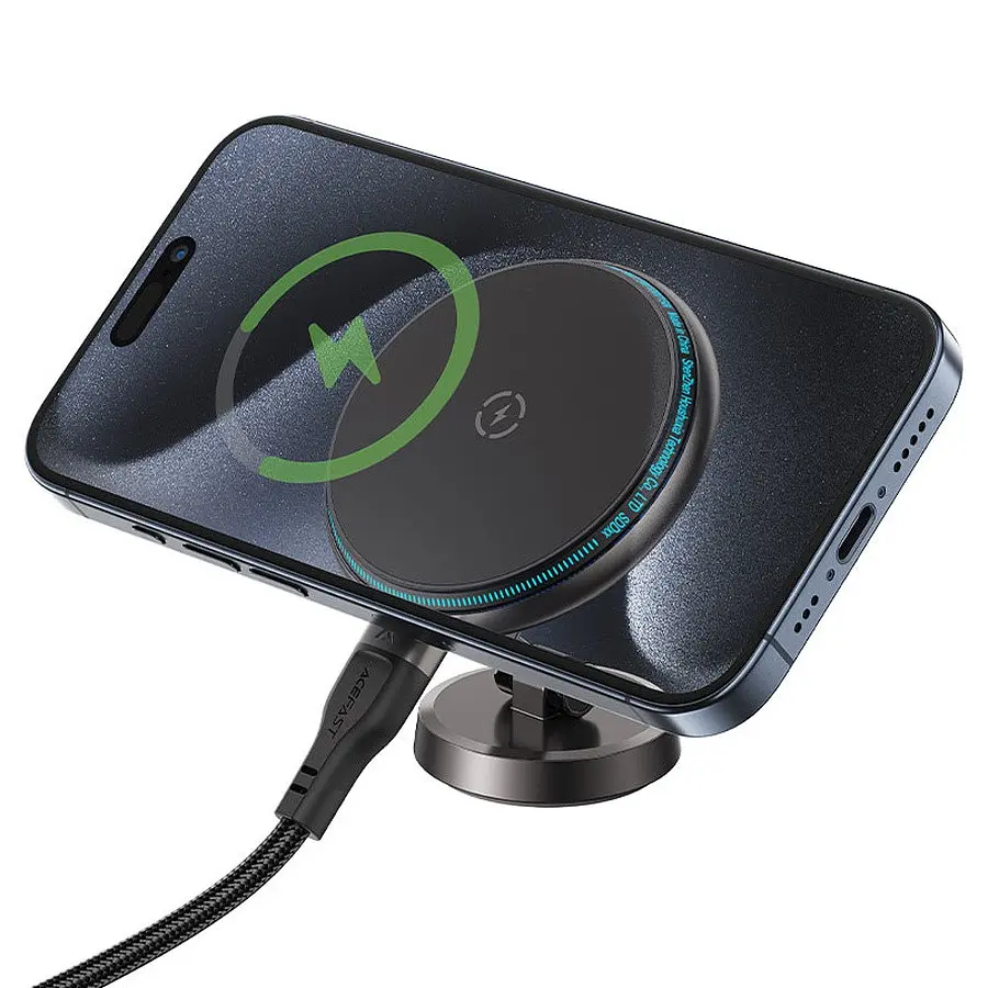 Автотримач для телефона з БЗП Acefast D30 magnetic folding wireless charging car holder чорний - фото 3