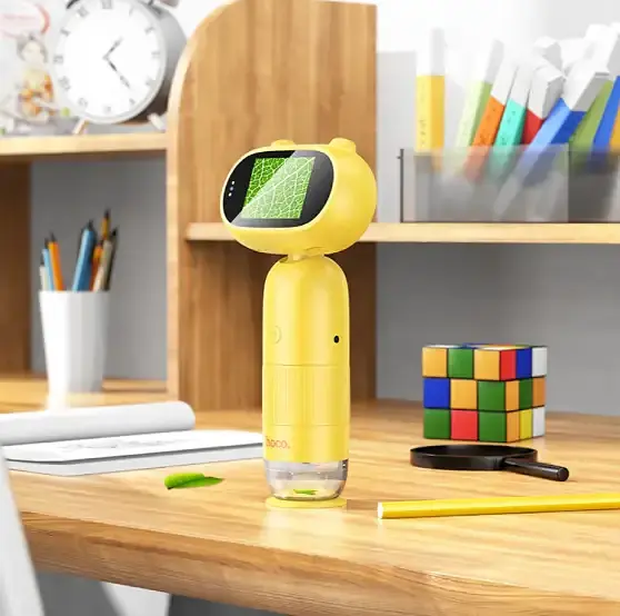Дитячий мікроскоп HOCO DV206 800mAh 1080P 500 кратне збільшення Жовтий - фото 3
