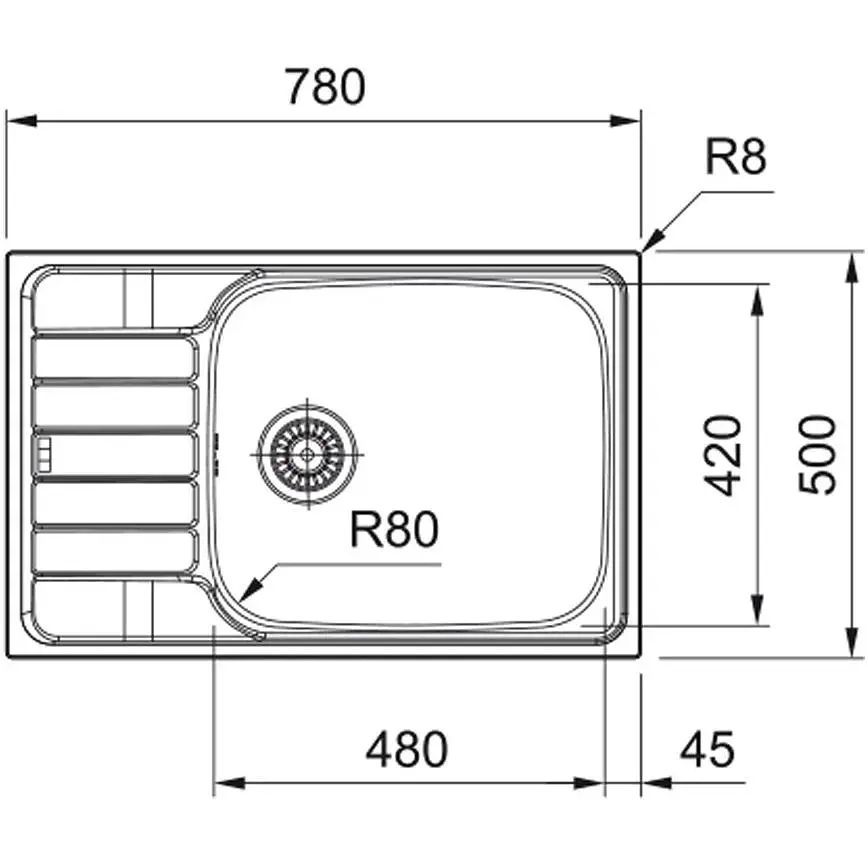 Кухонная мойка Franke Spark, нерж.сталь, прямоугольник, с крылом, 780х500х160мм, чаша - 1, врезная, оборотная, SKL 611-78 XL, нерж декор - фото 2