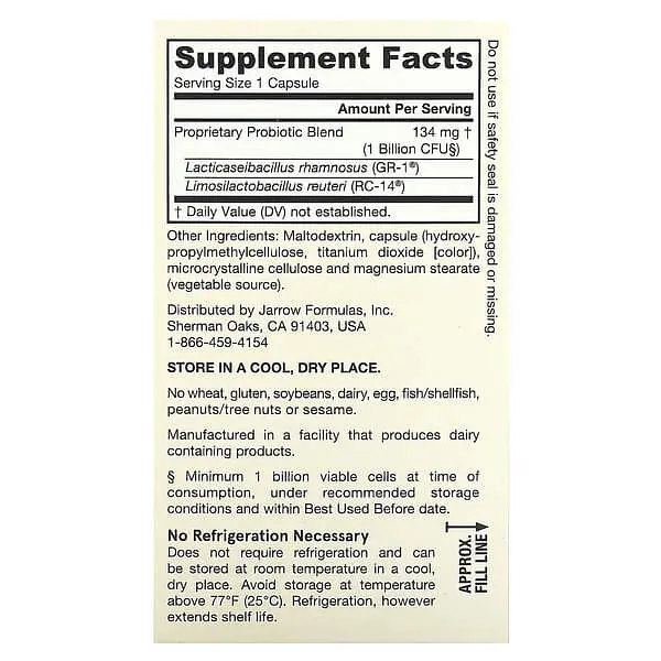 Пробиотики и пребиотики Vegan Fem Dophilus 1 Billion CFU 60 растительных капсул Jarrow Formulas vit0005072 - фото 2