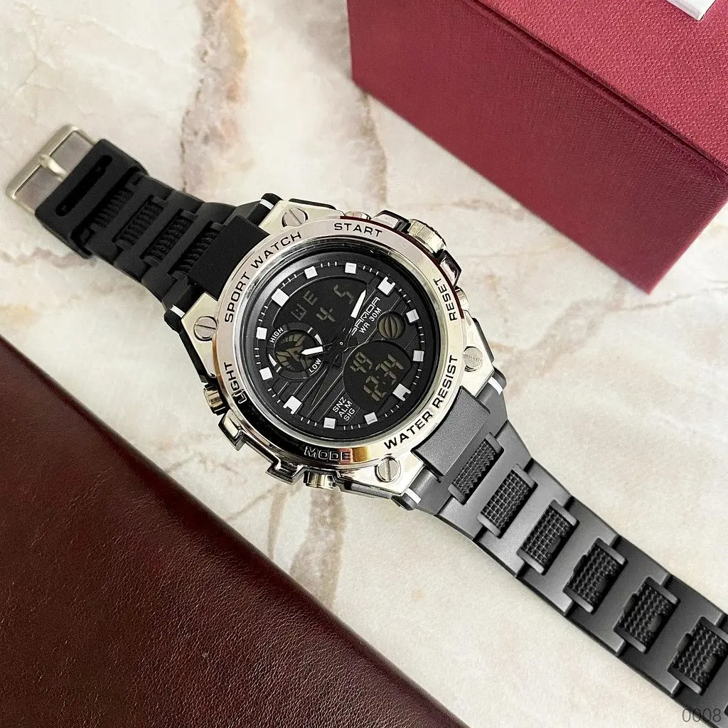 Наручний годинник чоловічий 739 Black-Silver Sanda acs0030962 - фото 5