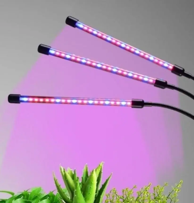 Фітолампа USB для росту рослин на 3 лампи гнучка, світлодіодна LED фіто лампа повного спектру професійна 3 гілки на прищіпці світильник для кімнатних квітів орхідей розсади лед фітолампа на три фітосвітильника для підсвічування та регулювання яскравості  - фото 3