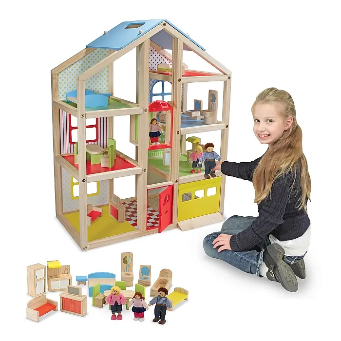 Дерев'яний ляльковий будиночок Melissa&Doug, з підйомником і меблями (MD2462) - фото 2