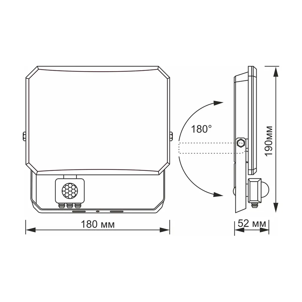 Прожектор Videx F3 50W 5000K з датчиком руху 220V Black (VLE-F3-0505B-S) - фото 6